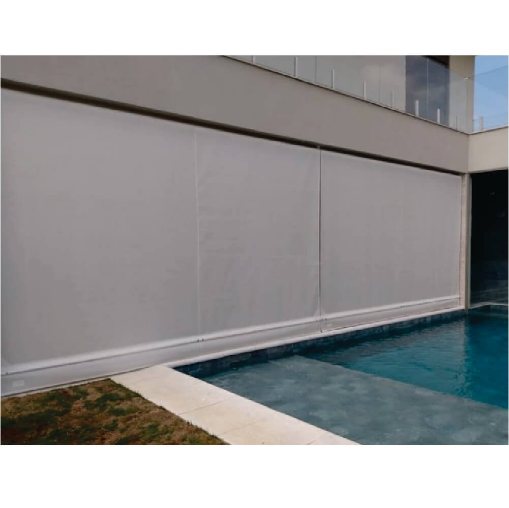 Toldo Cortina Retratil Cinza - 4,00m x 2,75m - Kit Completo - 2