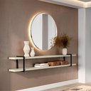 Ver imagem 1 de Prateleira Multiuso 180cm com Suporte em Metal 100% Mdf Cor:luna com Preto