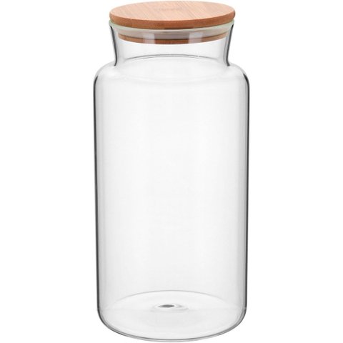 POTE 26x13x13cm 2,8L BOROSILICATO TRANSPARENTE COM TAMPA BAMBU