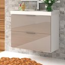 Ver imagem 3 de Armário Balcão Gabinete Para Banheiro 80cm Com 03 Gavetas Pietra B06 Gianduia Brilho - Lyam Decor