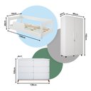 Ver imagem 3 de Conjunto Quarto Infantil Cama Baby com Colchão + Roupeiro Ouro + Cômoda Londres 6 Gavetas - Branco