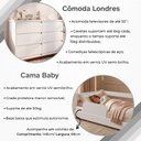 Ver imagem 2 de Conjunto Quarto Infantil Cama Baby com Colchão + Roupeiro Ouro + Cômoda Londres 6 Gavetas - Branco