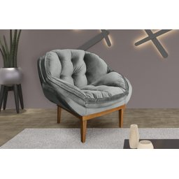Poltrona Decorativa Marcela Veludo Cinza - 1