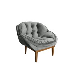 Poltrona Decorativa Marcela Veludo Cinza - 3