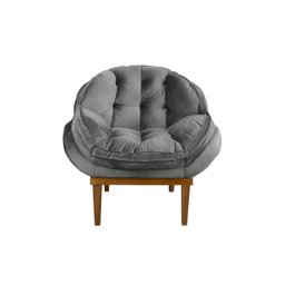Poltrona Decorativa Marcela Veludo Cinza - 2