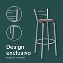 Ver imagem 4 de Kit 5 Banquetas para Balcão Flórida Prata Bistrô Ilhas Cozinha Gourmet Bares