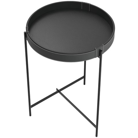 Mesa De Canto Lateral Decorativa Industrial Sala de Estar Sintético Preto P06 Daisy - Lyam Lyam Deco