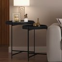 Ver imagem 2 de Mesa De Canto Lateral Decorativa Industrial Sala de Estar Sintético Preto P06 Daisy - Lyam Lyam Deco