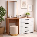 Ver imagem 1 de Cômoda Penteadeira 4 Gavetas Lisboa Branco/Freijó