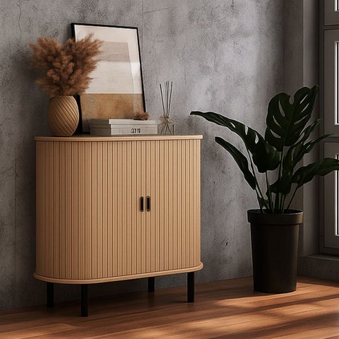 Armario Aparador Buffet Ripado com 2 Portas 90cm Ditália