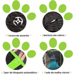 Capa Protetora Banco Traseiro Pet Cães Gatos Passagem Cinto - 6
