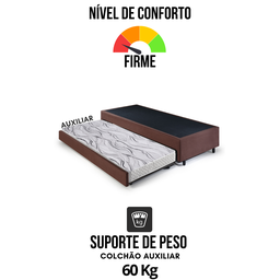 Bicama Box Solteiro Suede 88x188x28 Cm com Colchão Auxiliar Ecoflex - 6