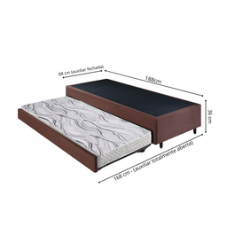 Bicama Box Solteiro Suede 88x188x28 Cm com Colchão Auxiliar Ecoflex - 2