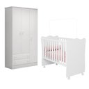 Ver imagem 1 de Berço Simples com Colchão Probel e Roupeiro 2617 para Quarto Bebê Infantil Doce Sonho Branco Qmovi