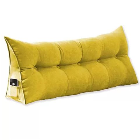 Almofada Mel Cabeceira Casal 140 Cm Suede Amarelo - Fm