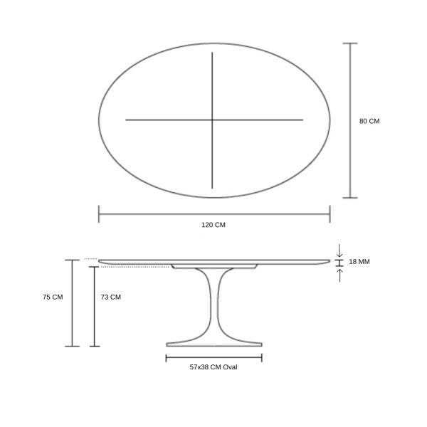 Mesa de Jantar Saarinen Oval 120x80cm Freijó - Preto - 3