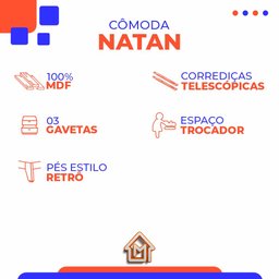 Comoda Infantil Trocador Natan Tuboarte 100% em MDF - 3