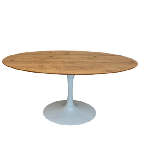 Mesa de Jantar Saarinen Oval 120x80cm Tampo Antíqua Base Branca
