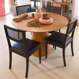 Mesa de Jantar Cone 80cm Base Madeira Tampo Laminado - Marrom - 3