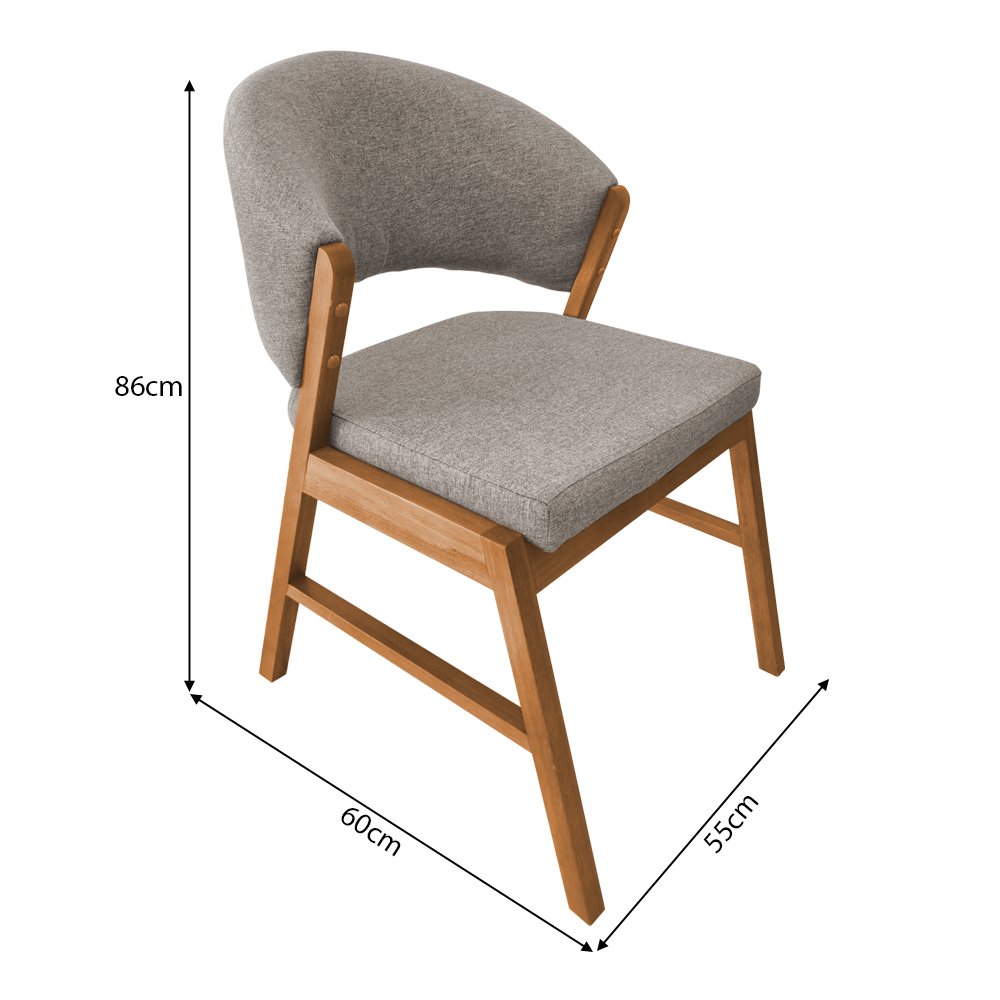 Kit 2 Cadeiras de Jantar Madeira Maciça Cerejeira Premium Débora Linho Bege - 6