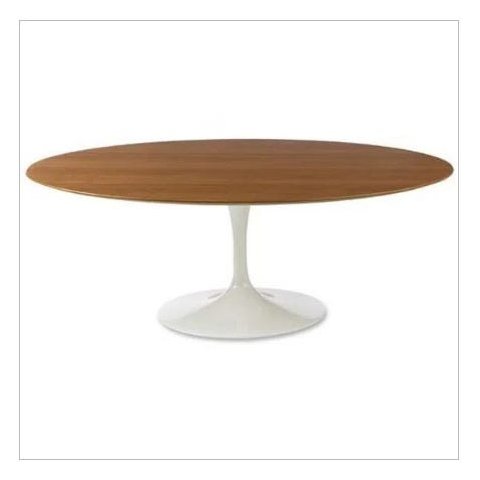 Mesa de Jantar Tulipa Saarinen Oval 190x120cm Tampo Freijó - Branco