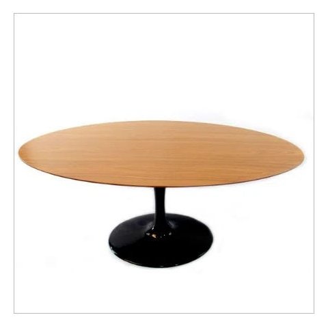 Mesa de Jantar Tulipa Saarinen Oval 190x120cm Tampo Freijó - Preto