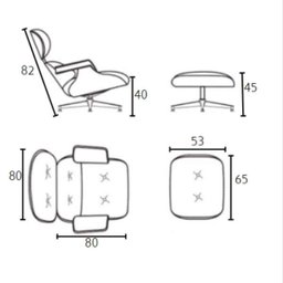 Poltrona Charles Eames com Puff C.E - Preto - 5