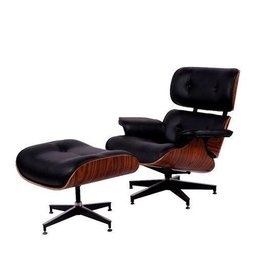 Poltrona Charles Eames com Puff C.E - Preto - 1