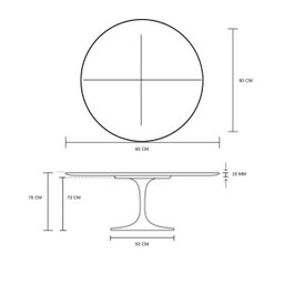 Mesa de Jantar Tulipa Saarinen Redonda 80cm - Freijó - Preto - 3