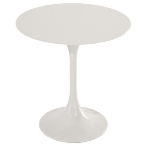 Mesa Lateral Tulipa Saarinen Redonda 41 cm Laqueada - Branco