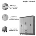 Ver imagem 5 de Kit Guarda-roupa Casal 6 Portas com Cômoda 4 Gavetas Lisa Branco