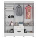 Ver imagem 3 de Kit Guarda-roupa Casal 6 Portas com Cômoda 4 Gavetas Lisa Branco
