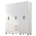 Ver imagem 2 de Kit Guarda-roupa Casal 6 Portas com Cômoda 4 Gavetas Lisa Branco