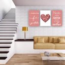 Ver imagem 2 de Kit Quadros Decorativos Sala 3peças 60x40 Coração Rose