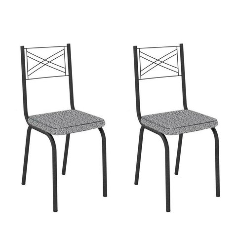 Kit com 2 Cadeiras 119 Malva Preto Fosco/platina - Artefamol