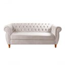 Ver imagem 1 de Sofá Nobreza 3 Lugares Fixo 203cm Bege Suede Bella Decor para Sala