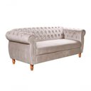 Ver imagem 4 de Sofá Nobreza 3 Lugares Fixo 203cm Bege Suede Bella Decor para Sala
