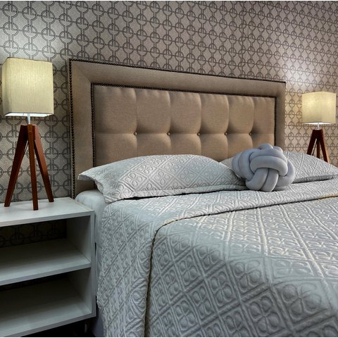 Cabeceira Queen Estofada Veneza 05 Diamond 2 Linho Bege 160 X 120 Rbl