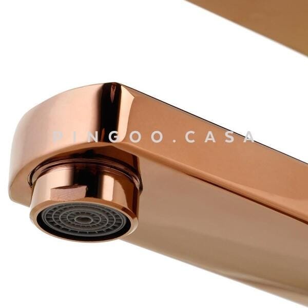 Torneira para banheiro cascata Misturador Monocomando Baixa Madeira Pingoo.casa - Dourado Rose - 3