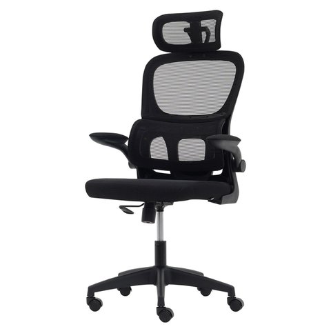 Cadeira Escritório Ergonômica com Suporte Lombar Estofado e Apoio de Cabeça