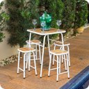 Ver imagem 3 de Conjunto de Mesa e 4 Bancos Branco para Área Externa Jardim