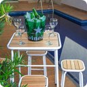 Ver imagem 2 de Conjunto de Mesa e 4 Bancos Branco para Área Externa Jardim