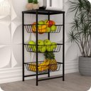 Ver imagem 1 de Fruteira de Chão para Cozinha 3 Andares Cesto Preta Plus