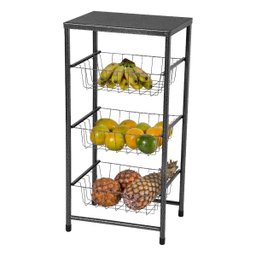 Fruteira de Chão para Cozinha 3 Andares Cesto Textura Plus - 1