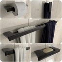 Ver imagem 1 de Kit 5 Acessórios Para Banheiro Preto Master Toalheiro Duplo