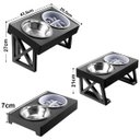 Ver imagem 2 de Comedouro Bebedouro Duplo Pet Elevado Inox Cães Ajustável
