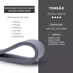 Super Band Elastico Ultra Forte 130kg a 180kg Alta Resistência Barra Fixa Exercicio Musculaçao Forta - 3