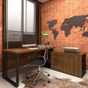 Ver imagem 1 de Mesa de Escritório Diretor em L Industrial 170cm Pés Metal