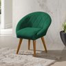 Kit 2 Poltronas Decorativa Canastra Estofada Veludo Verde Esmeralda Pés Palito em Madeira Maciça - 2