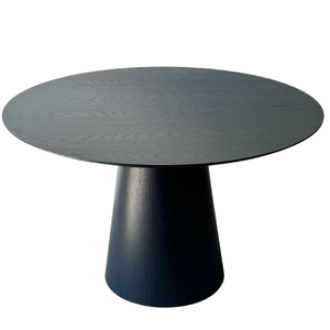Mesa de Jantar Cone Redonda 110 Cm Base Madeira Ébano Tampo Ébano Linn Design Decor